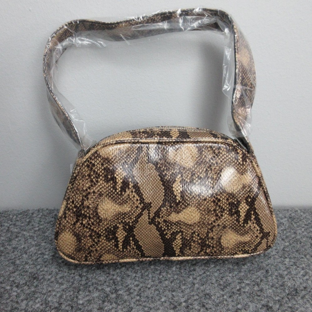 Topshop Stacy Shoulder Bag Womens Small Brown Snake Print Faux Leather NWT